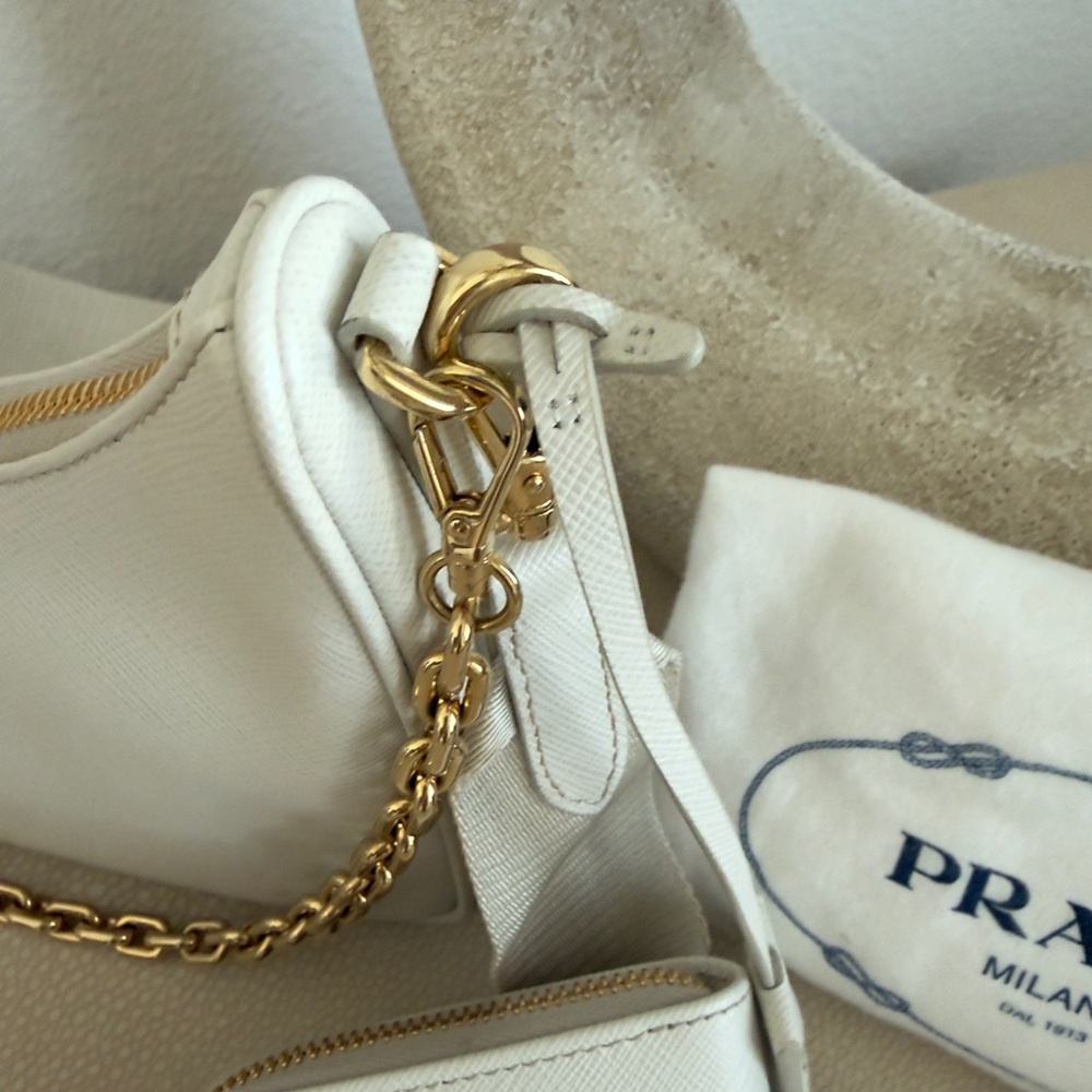 Prada Re-Edition 2005 Saffiano Leather Bag with Gold Hardware and Chain. - Picture 5 of 15
